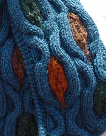 Leaf Cradling Cables Scarf - Knitting Patterns and Crochet Patterns from Knit...