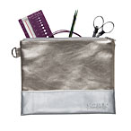 Knit Picks Colorblock Zippered Pouch - Champagne & Silver
