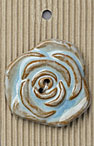 Handmade Large Blue Flower Stoneware Button