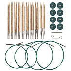 Options Sunstruck Wood Interchangeable Needle Set with Green Cables