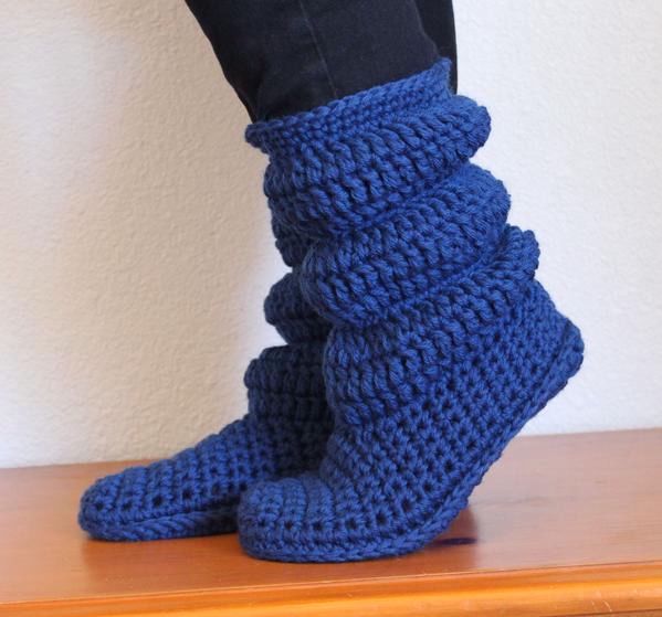 Cozy Slippers Crochet Boots - Knitting Patterns and ...
