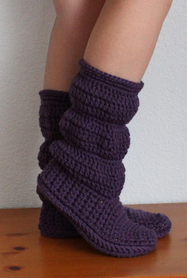 Cozy Slippers Crochet Boots - Knitting Patterns and Crochet Patterns ...
