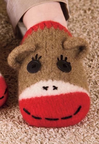 Sock Monkey Slippers - Knitting Patterns and Crochet Patterns from ...