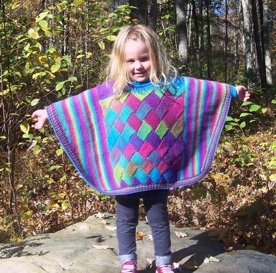 Diamonds and Rainbows Child Poncho - Knitting Patterns and Crochet ...