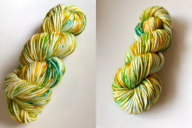 Yarn dyed a shade of green