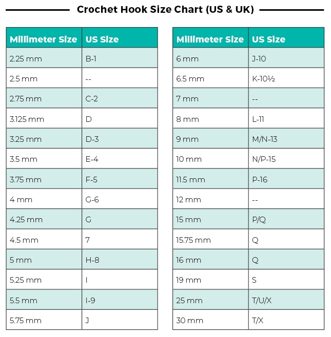 Hook Size Chart