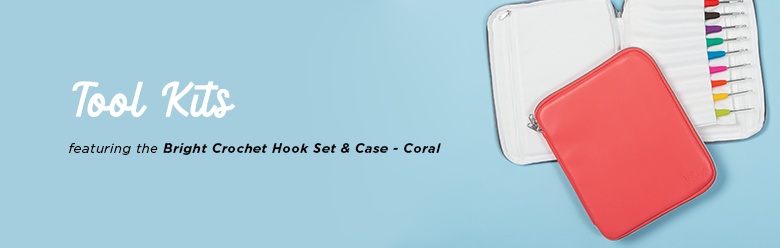 Bright Crochet Hook Set and Case - Coral