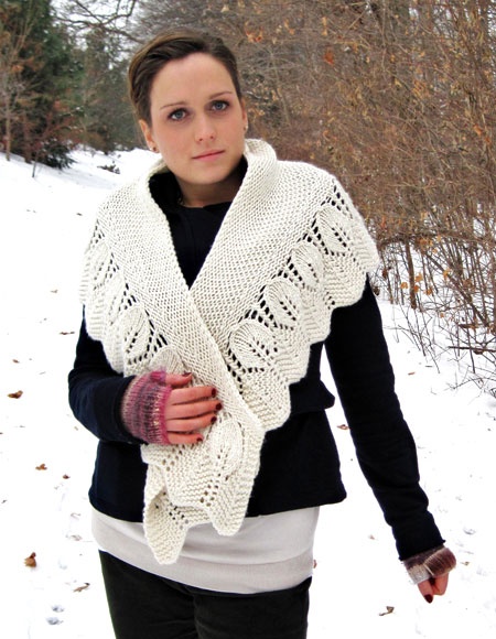 Garter Leaves Scarf - knitting pattern