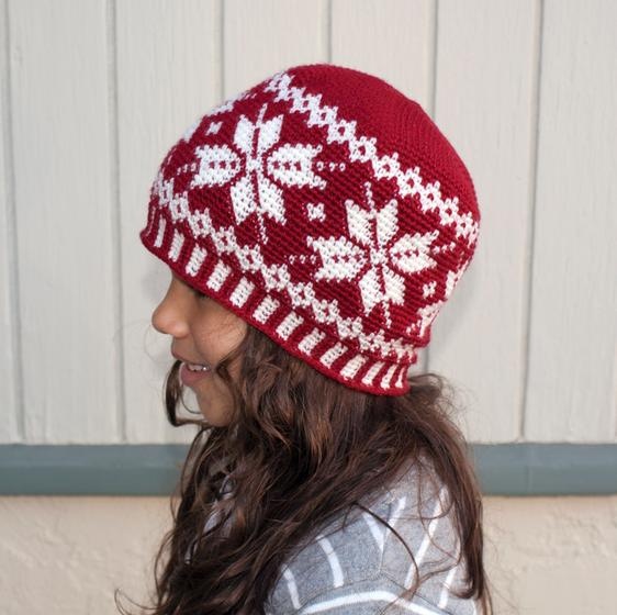 All Ages Frozen Snowflakes Crochet Beanie - knitting pattern