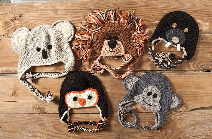 Crochet Zoo of Animals Hats - knitting pattern