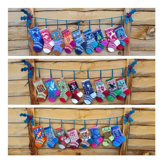 Yule Mini Stockings Advent Calendar - knitting pattern