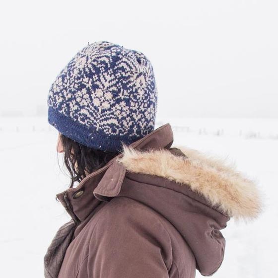 Denim and Brocade Toque - knitting pattern