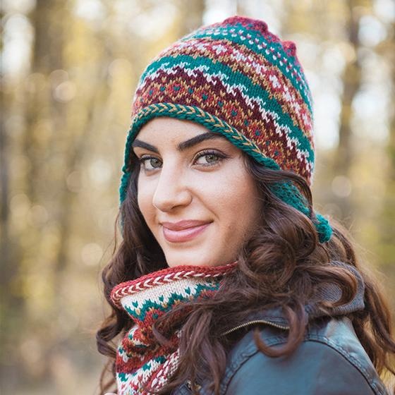 Fair Isle Earflap Hat & Cowl - knitting pattern