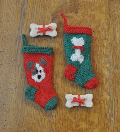 Handmade knit dog stocking 