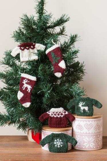 Holiday Sweater and Stocking Ornaments - knitting pattern