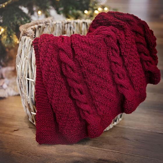 Red cable knit blanket new arrivals