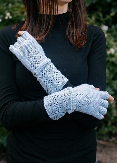 Knit Fingerless Gloves, Superfine Baby Alpaca, Small