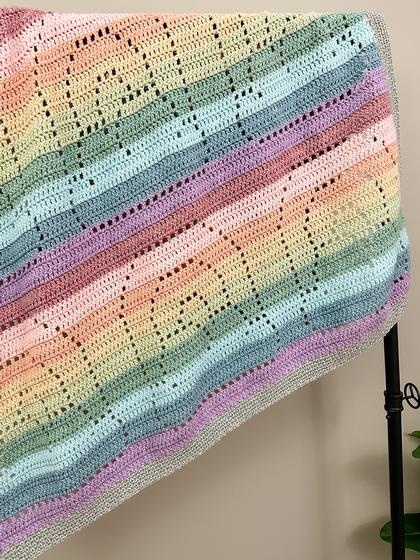 Pastel Rainbow Baby Blanket Knitting Pattern. Merino. Easy 