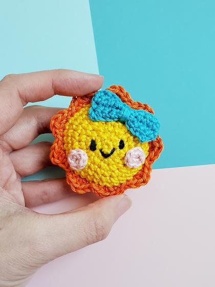 Crochet sun amigurumi pattern, crochet keychain pattern