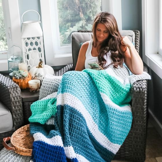 Blue and discount white striped blanket