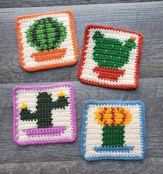 Cactus Coaster Quartet  Fun Crochet Pattern
