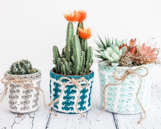 Striped Moss Plant Pot Cover  FREE Crochet Pattern — Juniper & Oakes