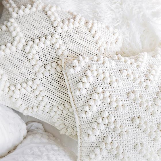 Crocheted throw online pillows