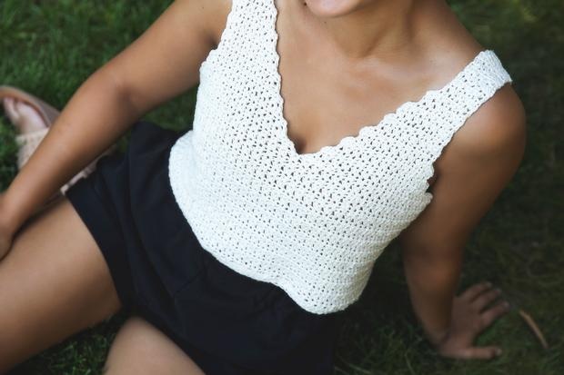 White crochet outlet tank top