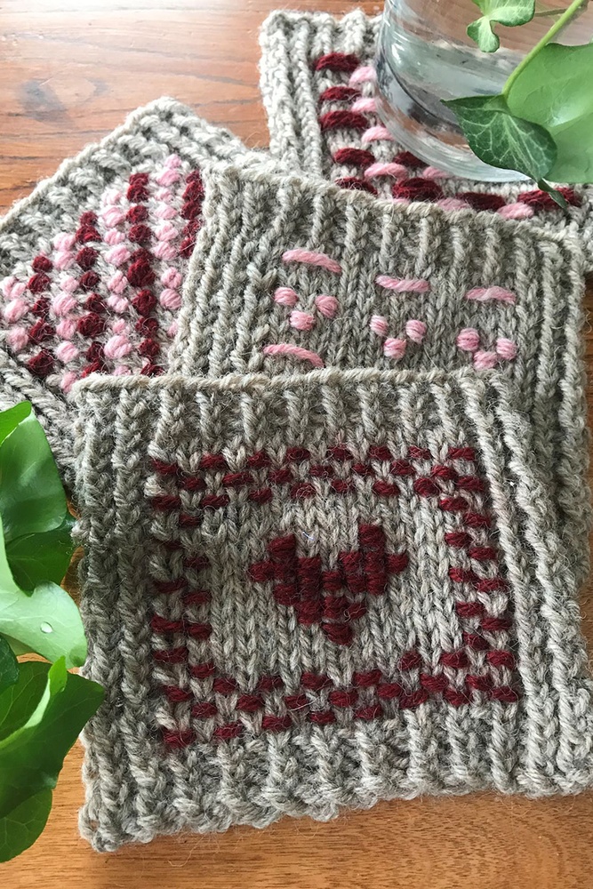 Be Mine Coasters - knitting pattern