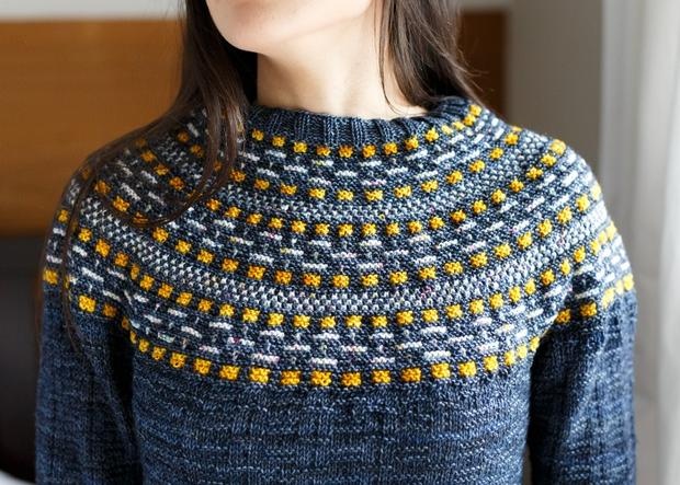 Slip Stitch Yoke Sweater Knitting Pattern Download