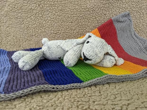 Striped baby blanket cheap knitting pattern free