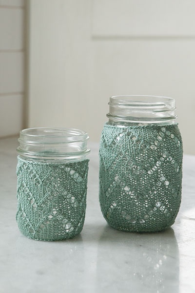 Chevron Mason Jar Cozy - knitting pattern