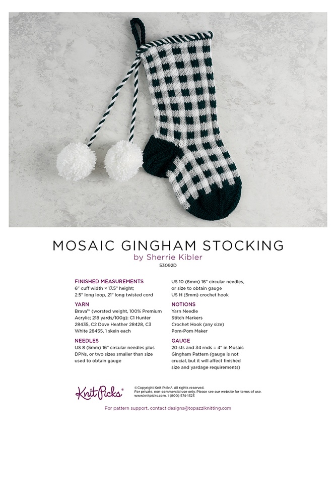 Mosaic Gingham Stocking KnitPicks