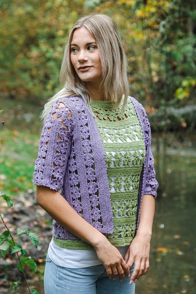 Cropped Crewneck Cardigan With Bonded Seams Cherry Blossom Pink