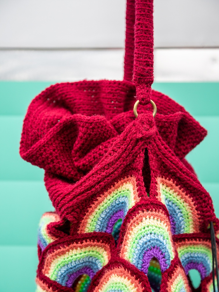 crochet rainbow tote bag