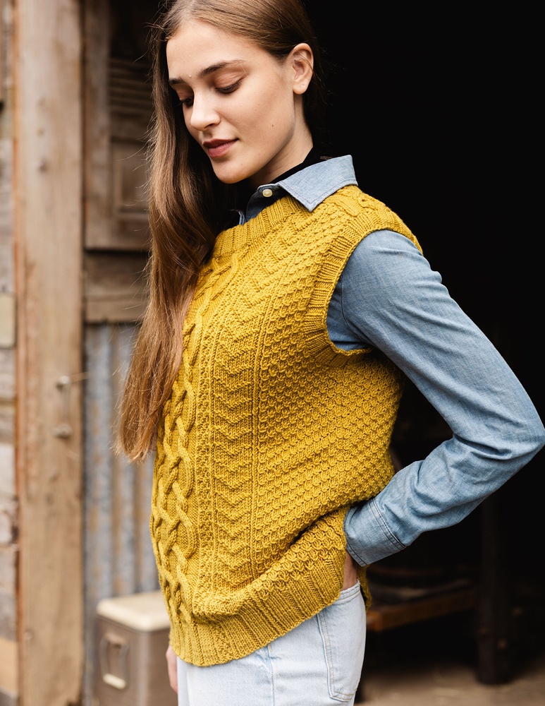 Blue Faded Cable Knit Tank Top