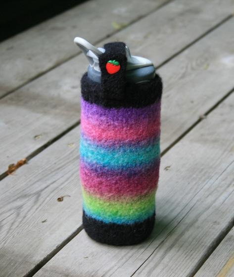 Summer Stripes Felted Water Bottle Holder - knitting pattern