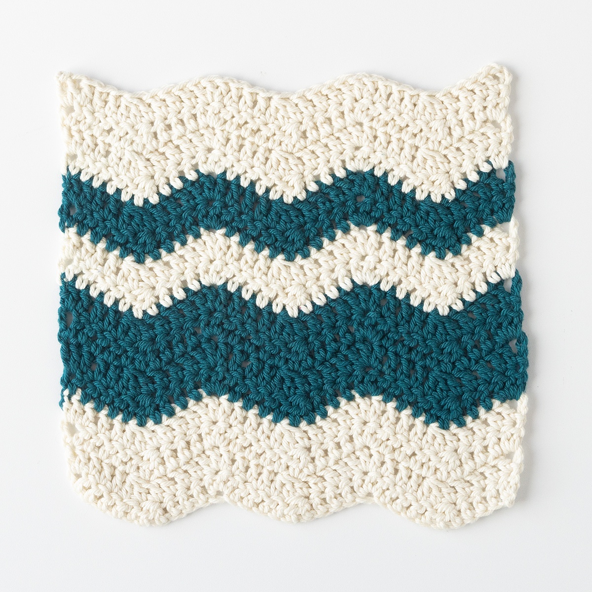 Crochet Dishcloth-Mint Brown & White