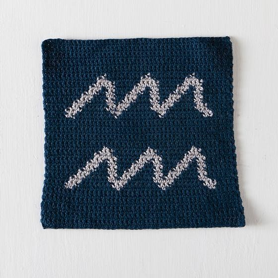 Zodiac Crochet Dishcloth Series- Aquarius - knitting pattern