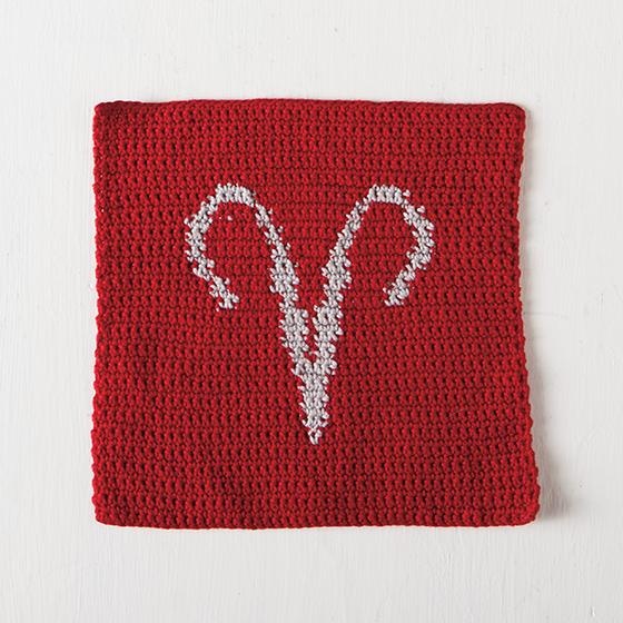 Aries Zodiac Crochet Dishcloth - knitting pattern