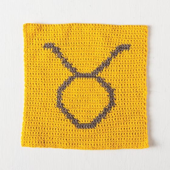 Taurus Zodiac Crochet Dishcloth - knitting pattern