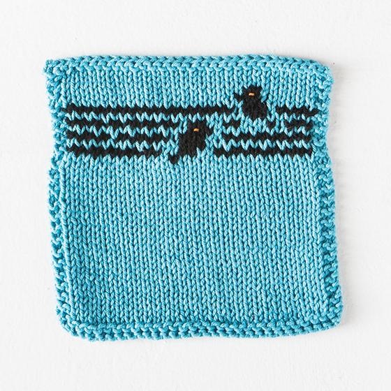 Bird on a Wire Dishcloth - knitting pattern