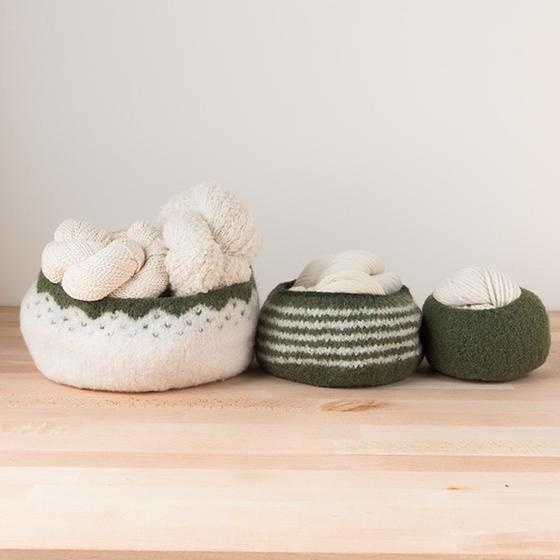 Hand Knit Felted Bowl Buddy and Pan Handler Set G - Random Canyon