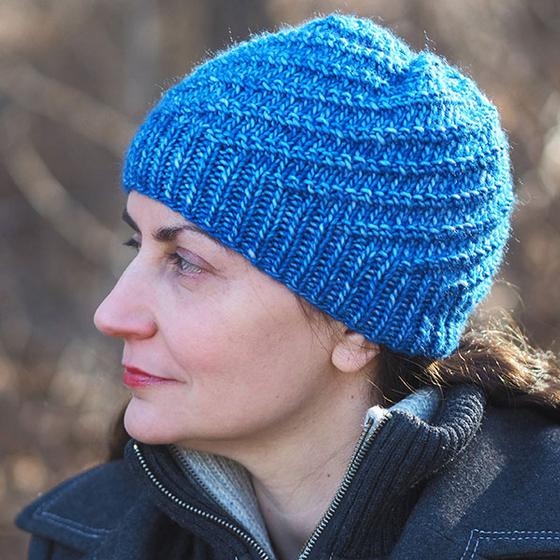 Bristol Diagonal Ribbed Hat - knitting pattern