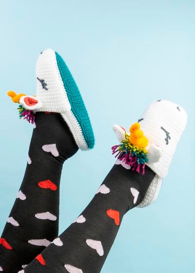 Crochet on sale unicorn slippers