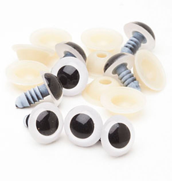 30mm Solid Black Round Safety Eyes with Washers: 1 Pair