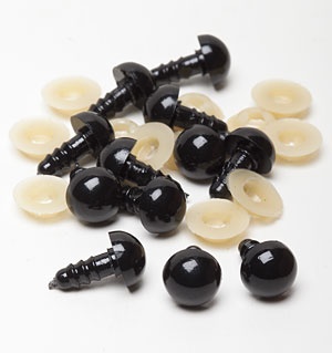 8mm Amigurumi Safety Eyes in Black Plastic for Doll, Amigurumi
