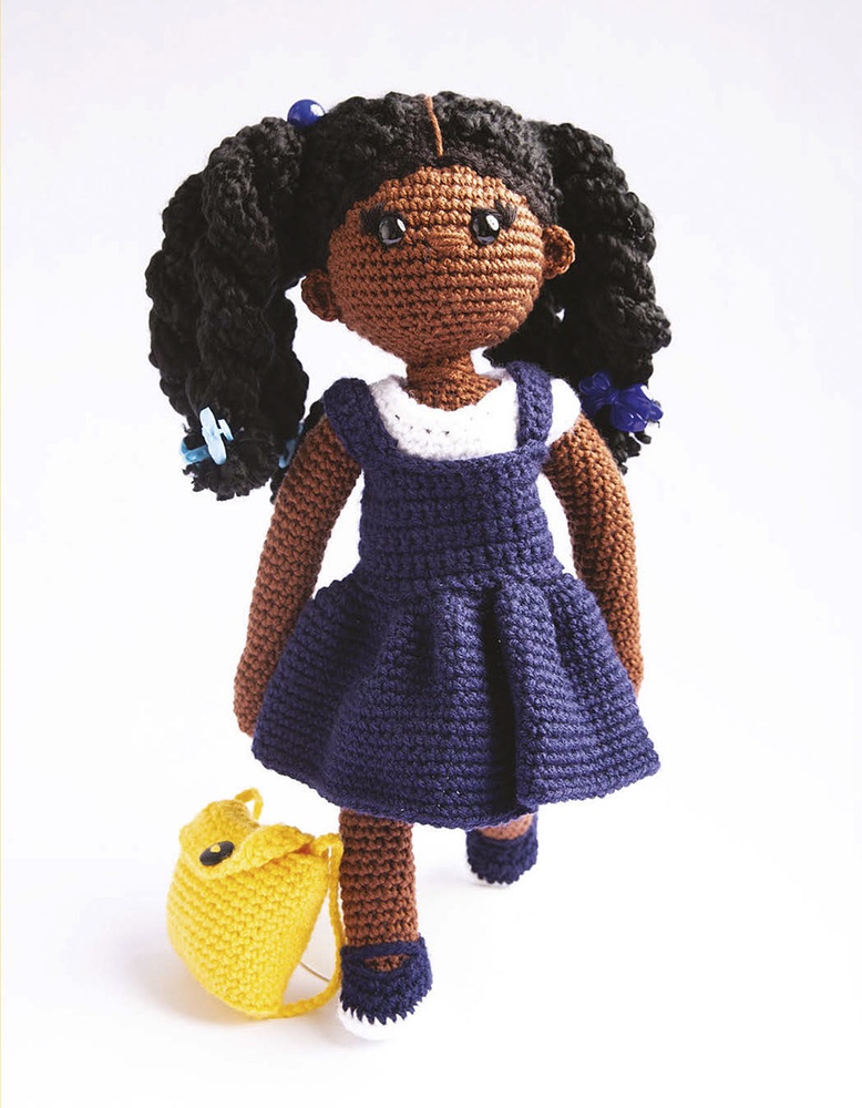 Crochet doll pattern, Amigurumi 9 inch doll in pink skirt