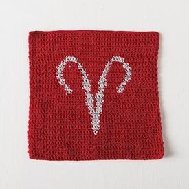 Aries Zodiac Crochet Dishcloth - knitting pattern