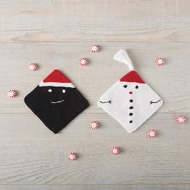 Snowman & Sassy Coal Dishcloth Free Knitting Pattern